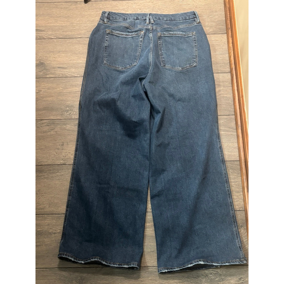 Good American Good Skate High Rise Wide Leg Jeans Medium Wash Size 14/16 - Picture 11 of 11